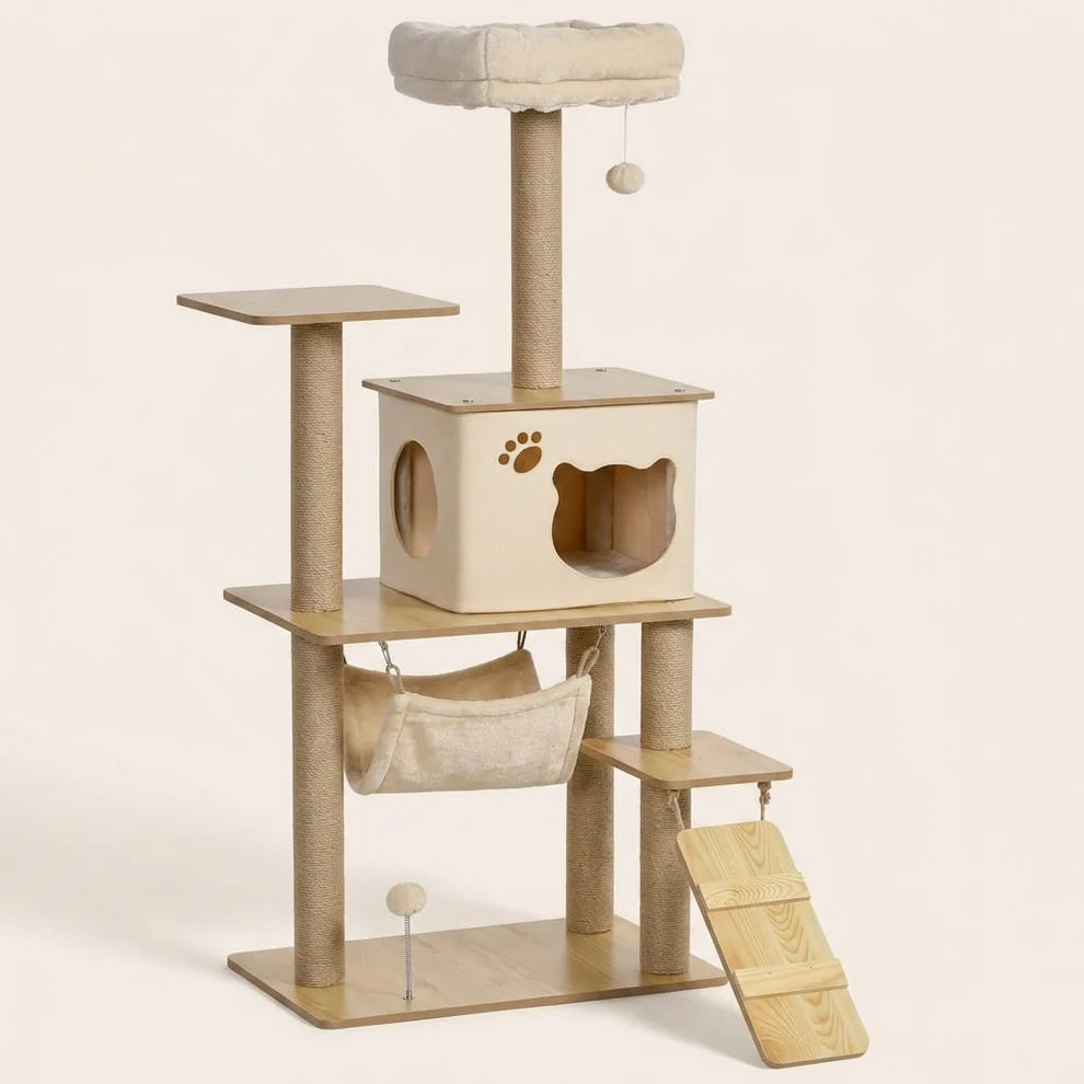 Arbre à chat bois beige 130cm — Lönn