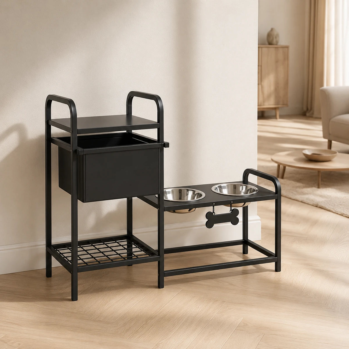 Station repas & rangement réglable pour chien — Ställ