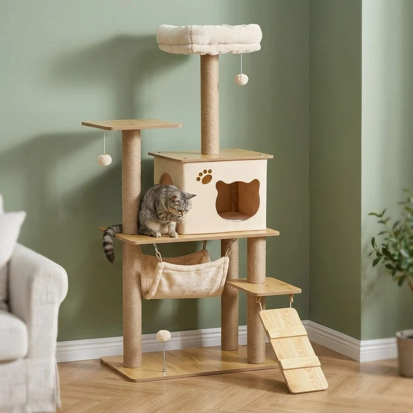 Arbre à chat bois beige 130cm — Lönn