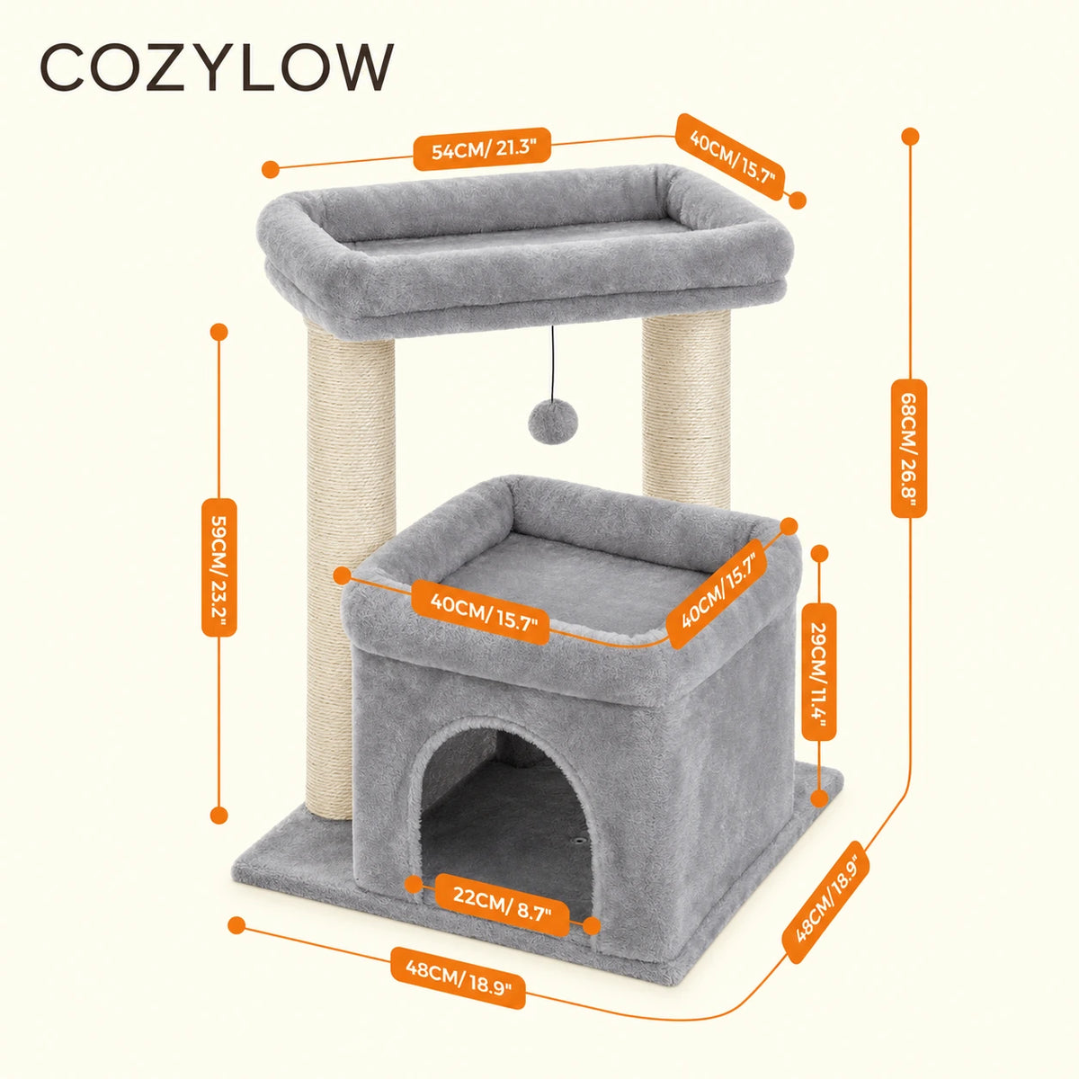 Arbre à chat design gris compact — Sten