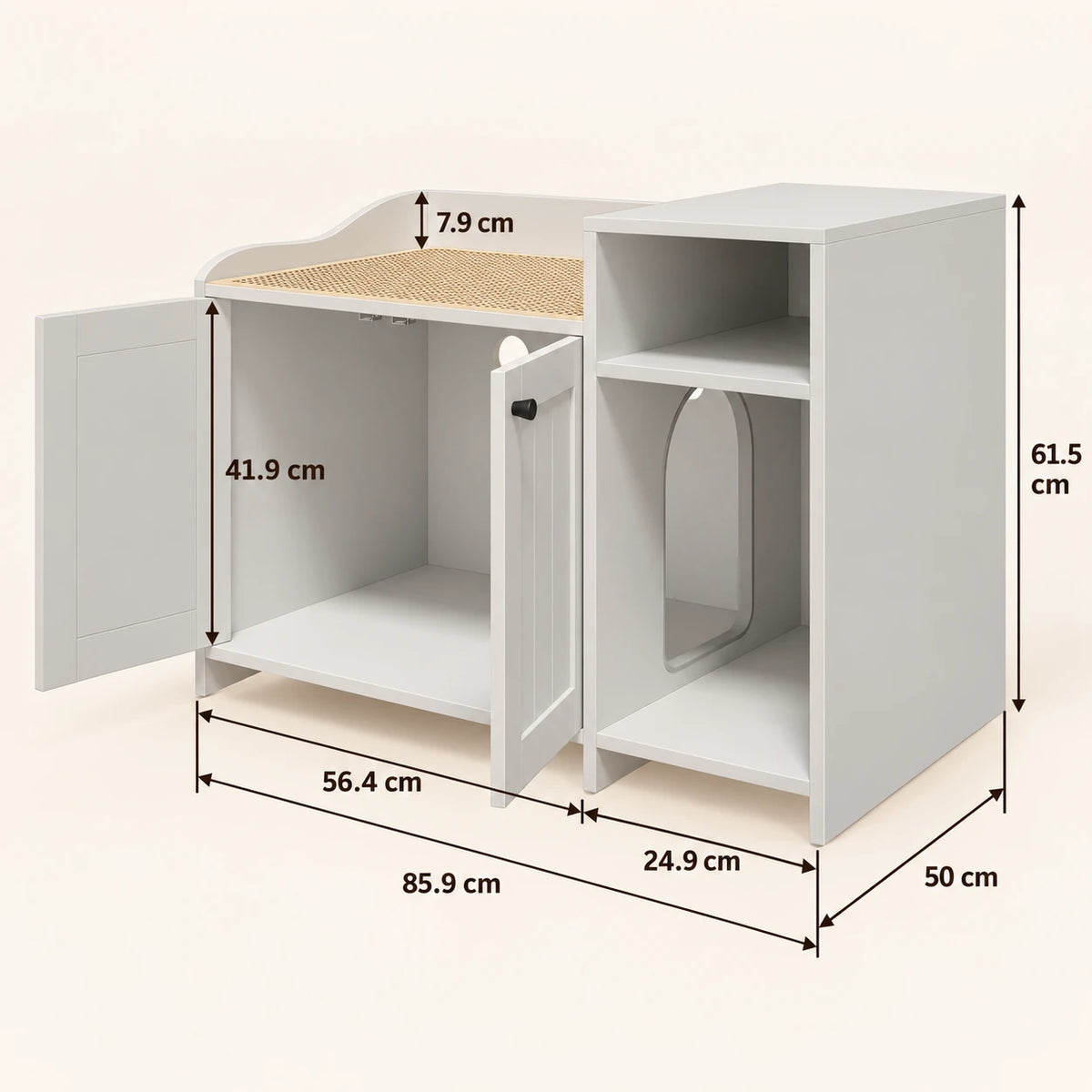 Dimensions — Dimensions du meuble cache-litière Hylle