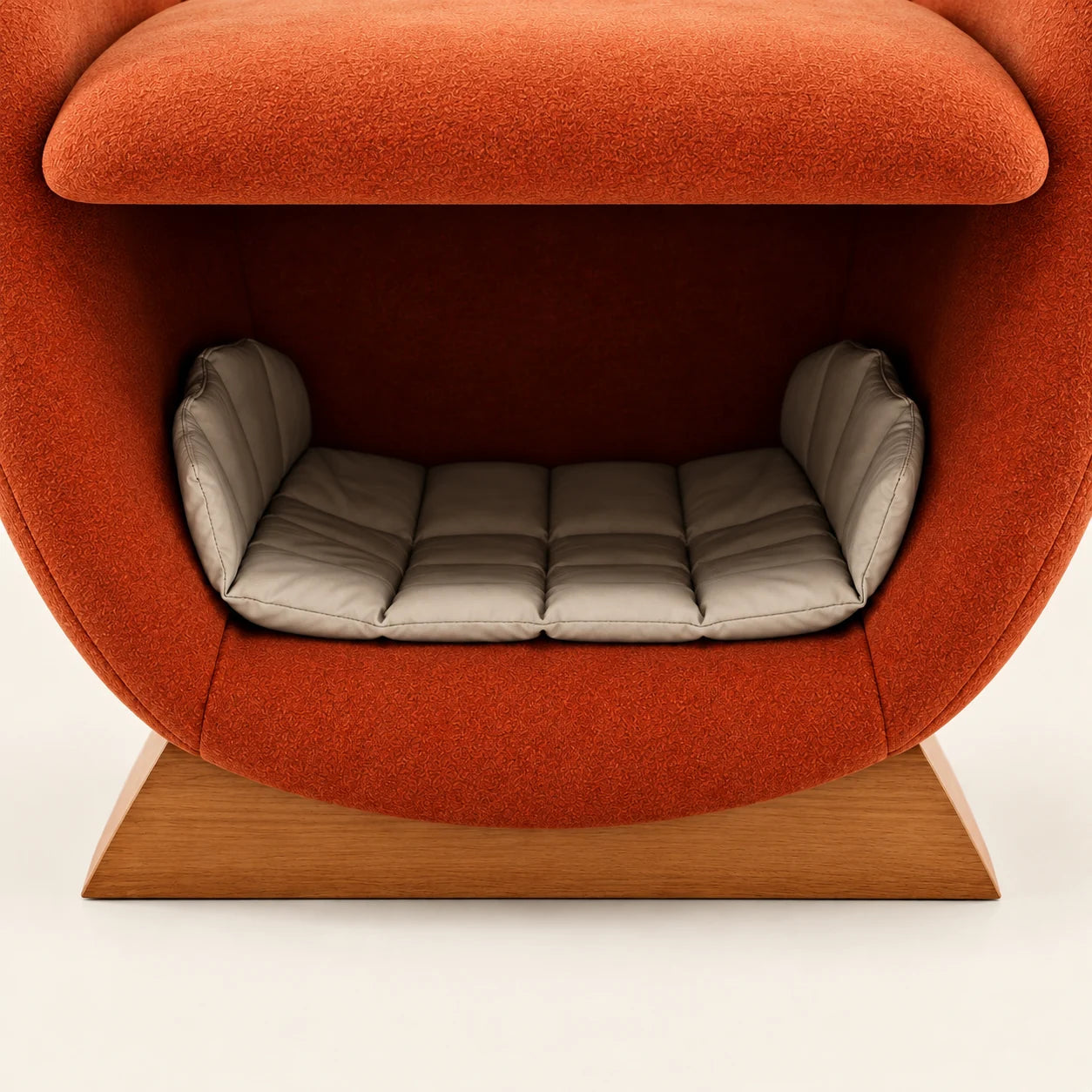 SAMMEN terracotta — vue rapprochée de la niche pour animal et de son coussin matelassé