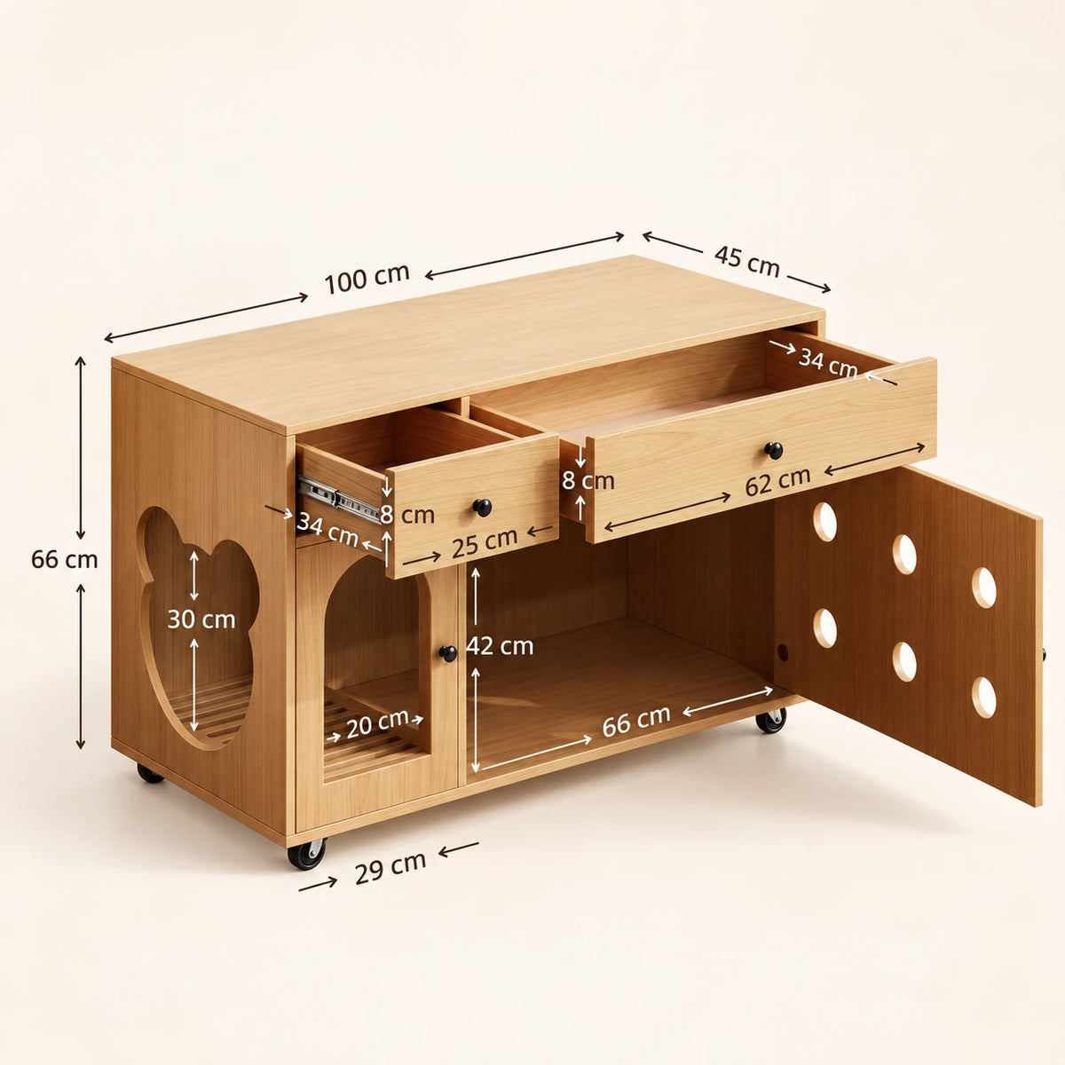 Dimensions — Dimensions du meuble cache-litière Skap