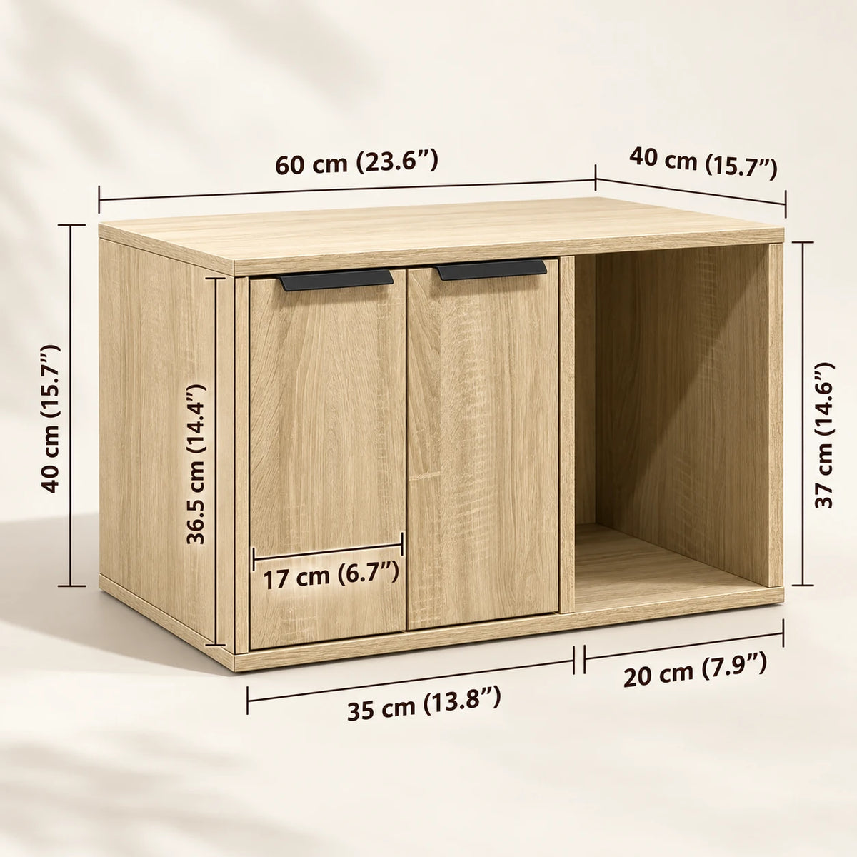 Dimensions du meuble cache-litière Sona