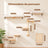 SPOR COZYLOW — infographie de dimensions du parcours mural pour chat en bois et sisal