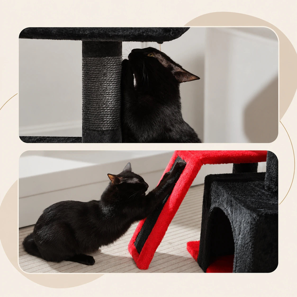 Petit arbre à chat gothique noir et rouge 80 cm — Skrekk — image 3